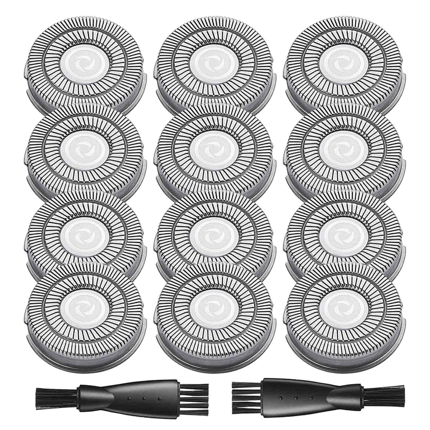 12 Pack Pitbull Shaver Replacement Blade for Skull Shaver Replacement Heads Pitbull Gold/Silver Replacement Blades for Palm Electric Razors Head Shavers for Bald Men, 2 Cleaning Brush, Premium