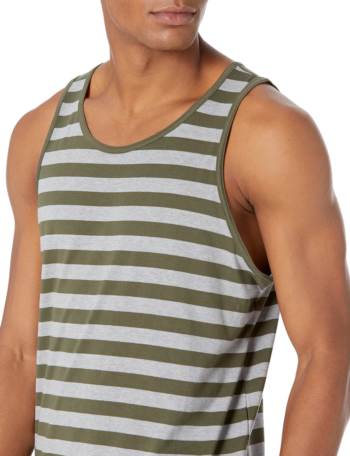 Amazon Essentials Men's Regular-Fit Tank Top, Dark Green/Light Grey Heather, X-Small