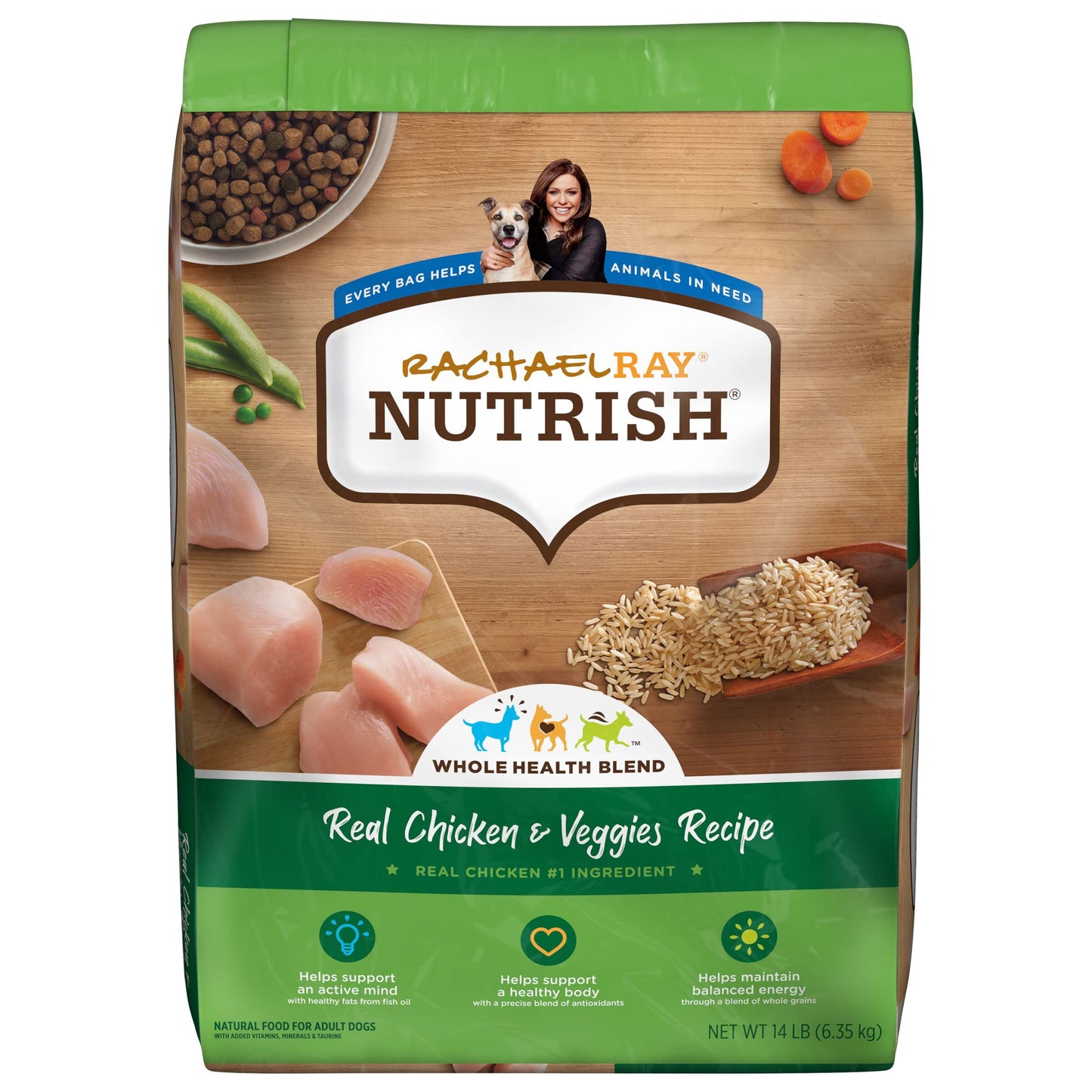 Rachael Ray Nutrish Premium Natural Dry Dog Food, Real Chicken & Veggies Recipe, 14 Pounds