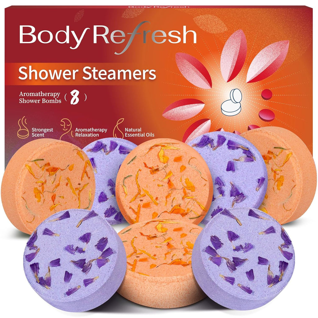 Shower Steamers Aromatherapy - 8 Pack Shower Bombs with Natural Essential Oils, Birthday Gifts for Women Self Care Relaxation Home SPA Stress Relief, Gifts for Girlfriend Teacher Womens Christmas Gift