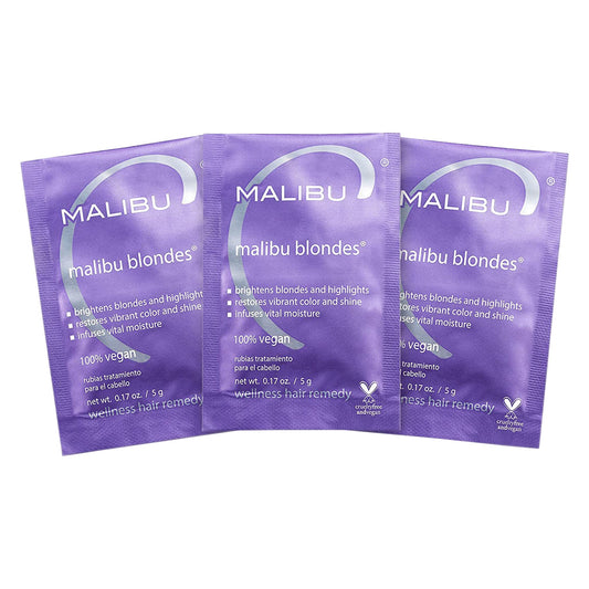 Malibu C Blondes Wellness Remedy - Removes Discoloration from Bleached, Highlighted or Natural Blonde Hair + Restores Vibrance and Shine with Vitamin C Complex (3 Packets)