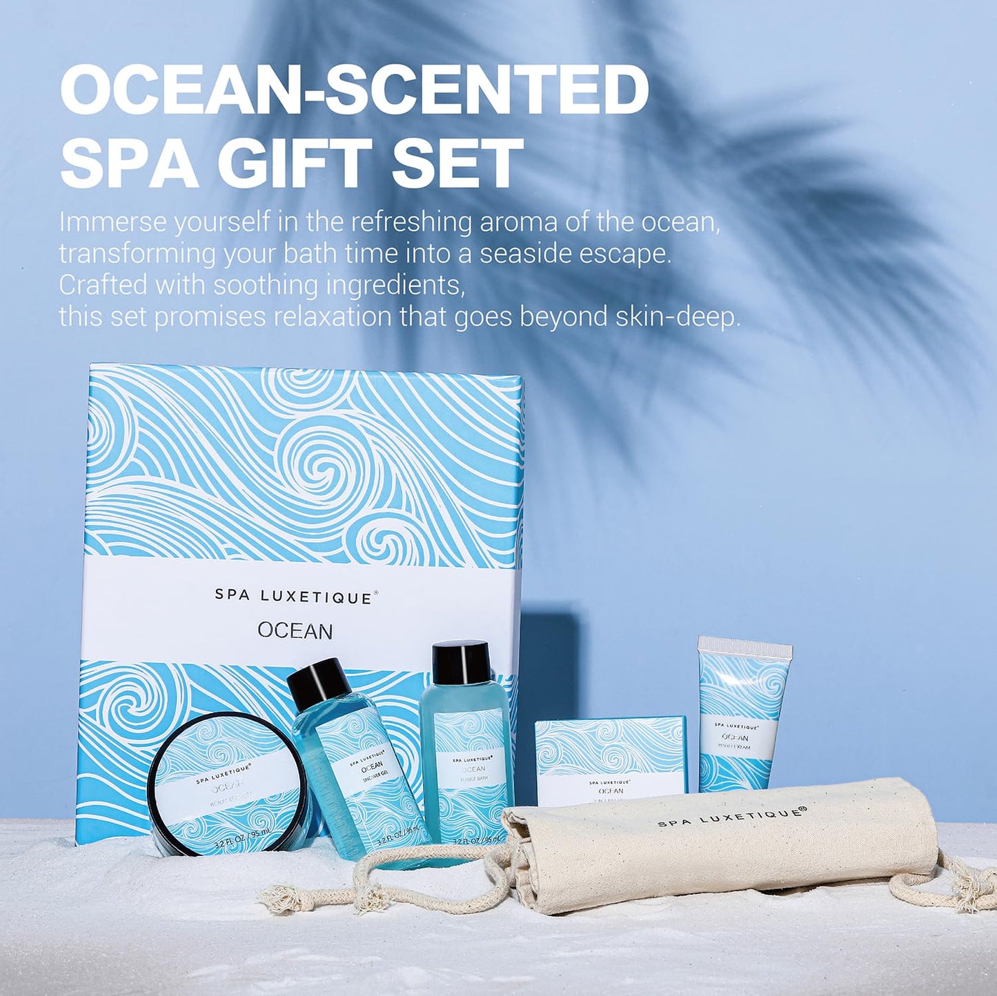 Spa Luxetique Spa Gift Set for Women,Ocean Spa Set Includes Body Lotion, Shower Gel,Bubble Bath, Hand Cream,Bath Kit for Women,Ocean Gifts for Women