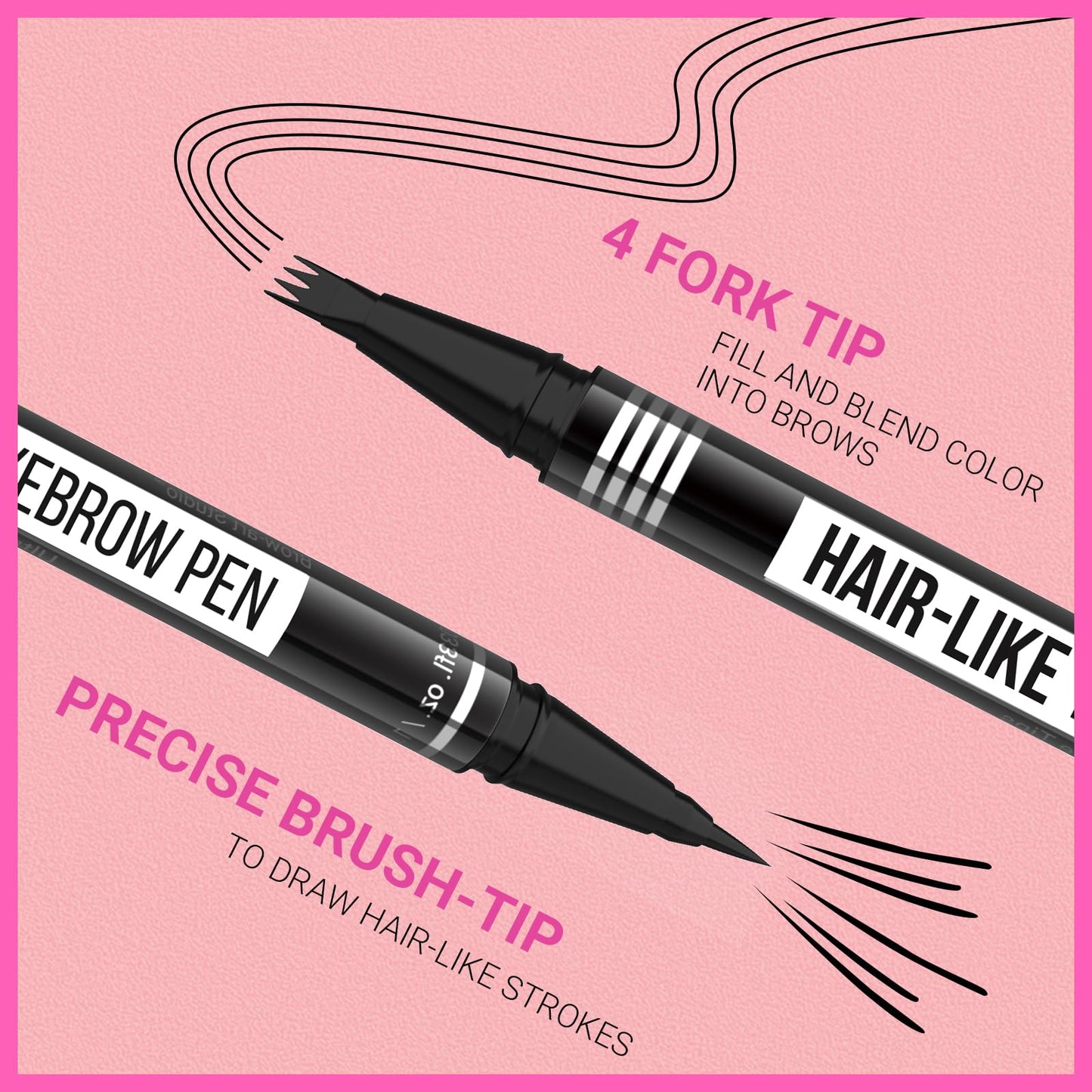 iMethod Eyebrow Pen - Eyebrow Pencil Magical 2-in-1 Eye Brow Pencils for Women with 4-Fork-Tip & Precise Brush-Tip Create Natural Hair-Like Brows, Last All-Day, Microblading Eyebrow Pen, Black Brown