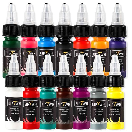 Tattoo Ink Set,EIPTWH 14 Colors Tattoo Ink Color Set 1/2oz 15ml/Bottle Bright&Vibrant Color Ink for Tattooing Tattoo Supplies