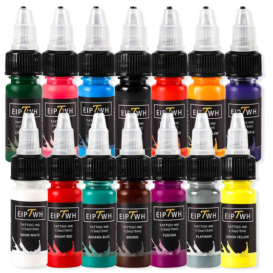 Tattoo Ink Set,EIPTWH 14 Colors Tattoo Ink Color Set 1/2oz 15ml/Bottle Bright&Vibrant Color Ink for Tattooing Tattoo Supplies