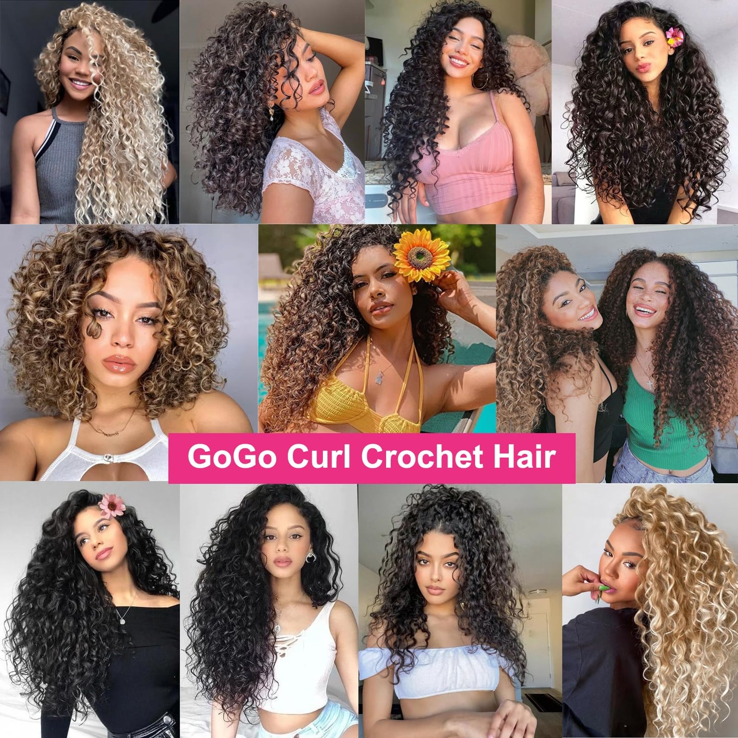 Unionbeauty 8 Packs GoGo Curl Crochet Hair 14 Inch Water Wave Crochet Braids for Black Woman Beach Curl Crochet Braids for Boho Box Braids Synthetic Ombre Burgundy Curly Braiding Hair Extension TBUG#