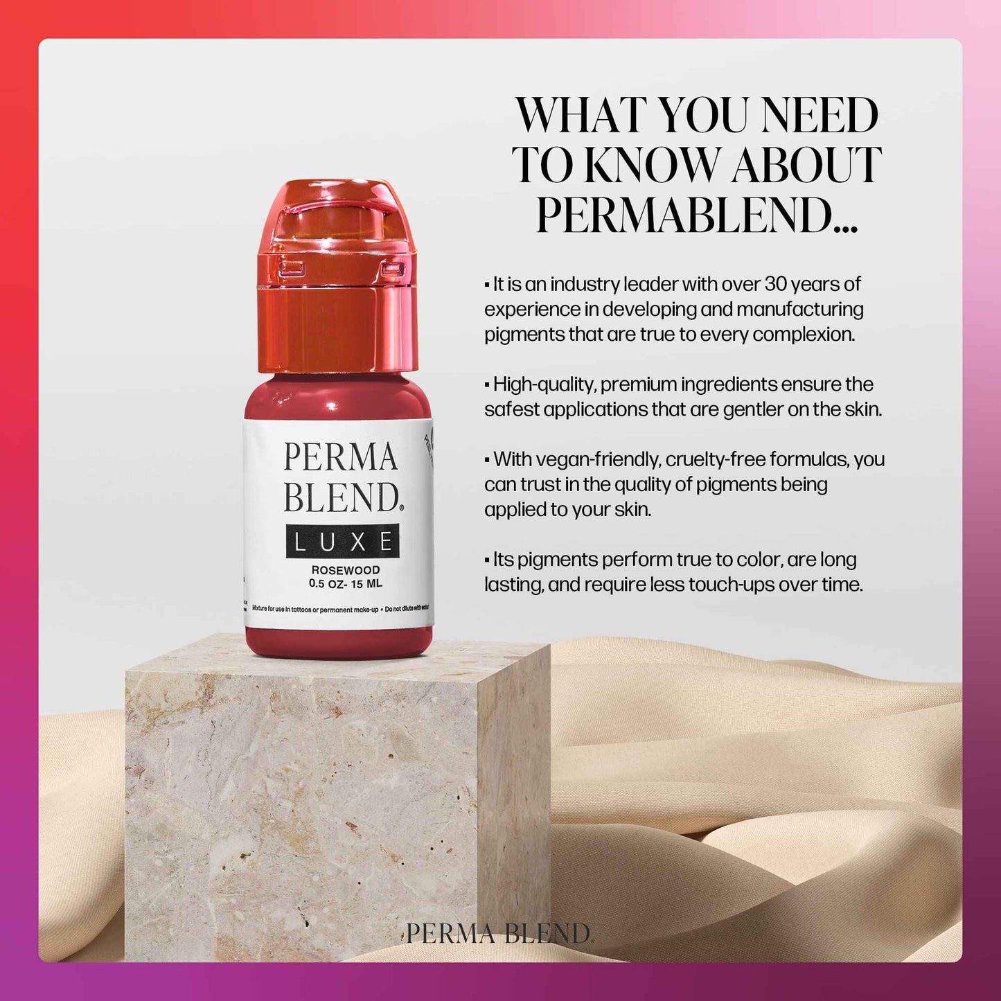 Perma Blend Luxe Lip Pigment Ink, Professional Lip Tattoo Microblading Supplies, Rosewood, .5 oz