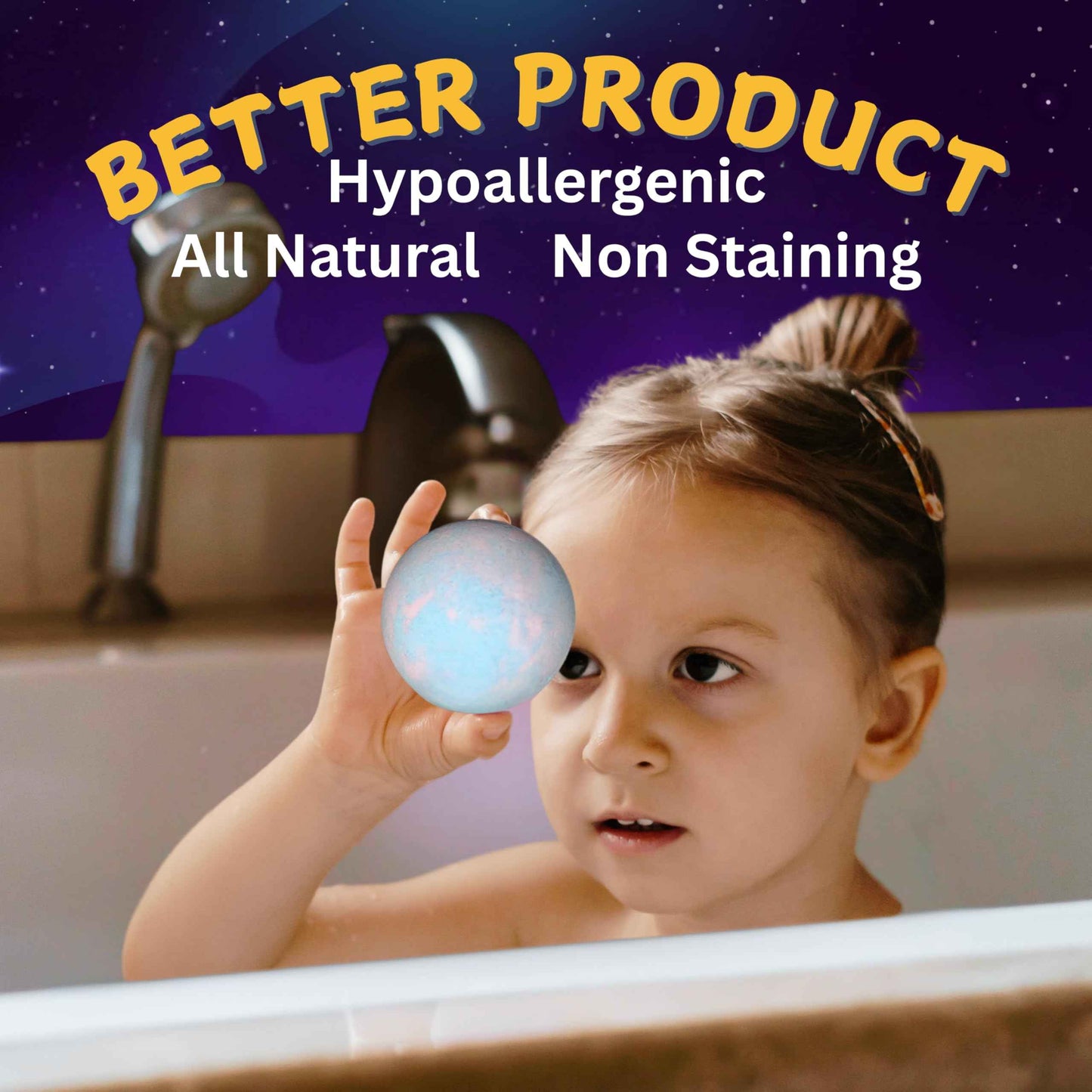 EvolutionUSA Space Bath Bombs for Boys & Girls, 6 Planet Bath Balls with Toy Hidden Inside, Organic Hypoallerganic Childrens Bathbombs, Cosmic Fun Space Surprise, Gift Set Birthday, Christmas, Easter