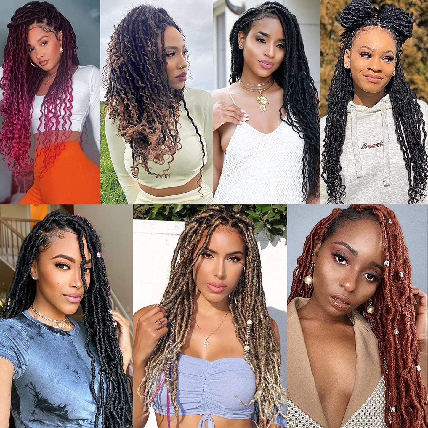 Goddess Locs Crochet Hair - 8 Packs 12 Inch Curly Faux Locs Crochet Hair for Black Women, Crochet Pre-Looped Curly Hair Faux Locs Synthetic Braiding Hair Extensions (20 Inch, 8 Packs, T27#)