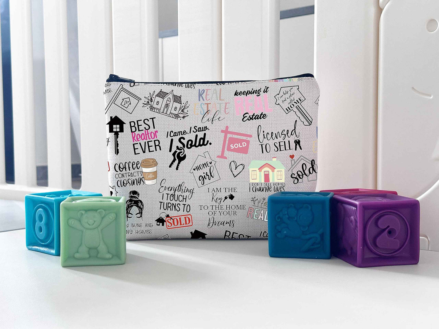 WCGXKO Novelty Realtor Gift Realtor Sayings Real Estate Life Quotes Canvas Makeup Bag (realtor)