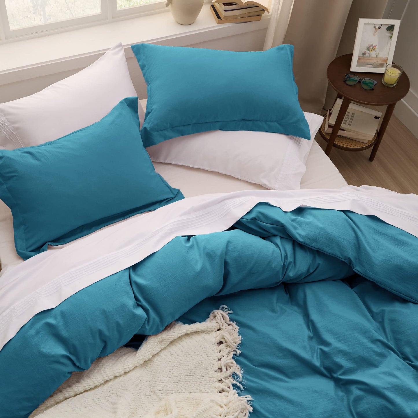 Bedsure Teal Twin Duvet Cover Set - Soft Prewashed Duvet Cover Twin Size, 2 Pieces, 1 Duvet Cover 68x90 Inches with Zipper Closure and 1 Pillow Sham, Comforter Not Included