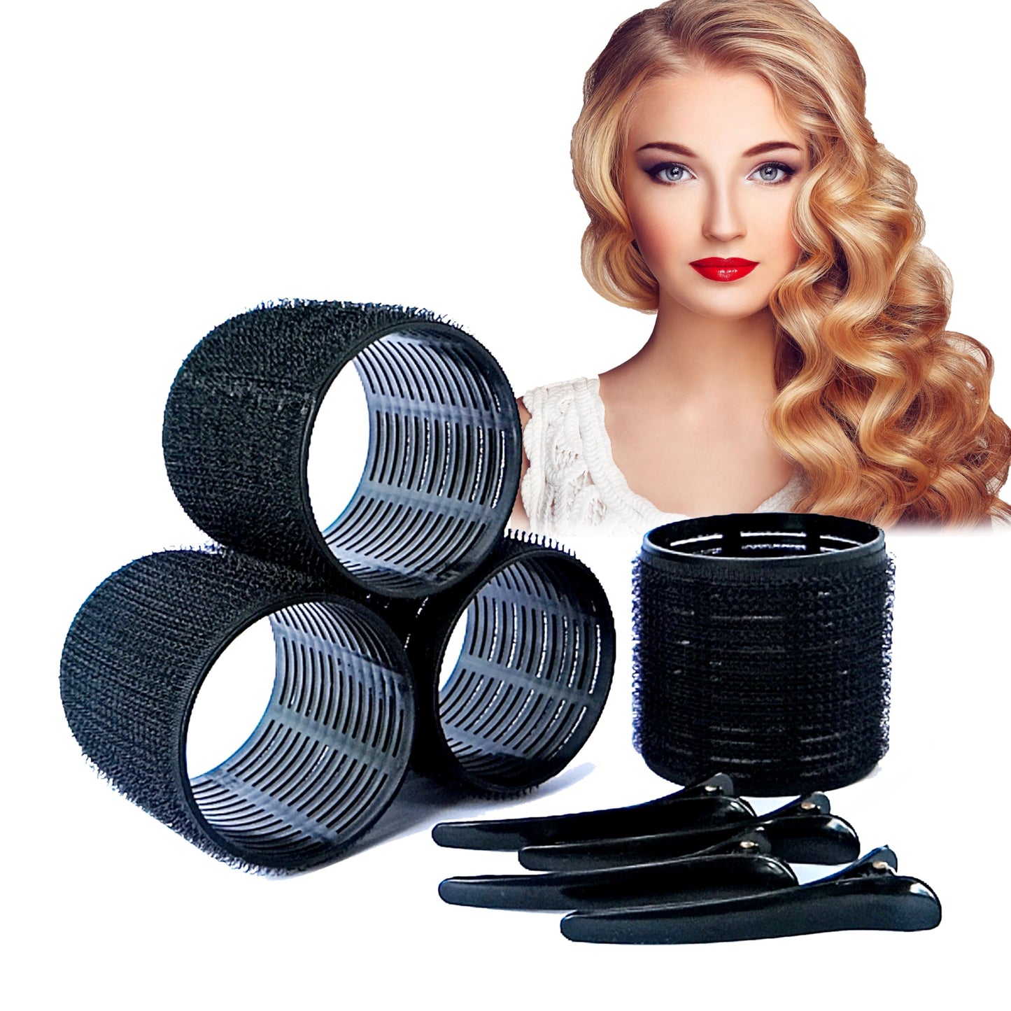 MIRZIANS 8pcs Heatless Small Hair Rollers with 8 Clips- Self Holding Velcro Curlers for Short Hairs-Gripping Sticky Hair Curler- No Heat Rollers for Hair Curls-Salon Hairdressing Curling Tool.