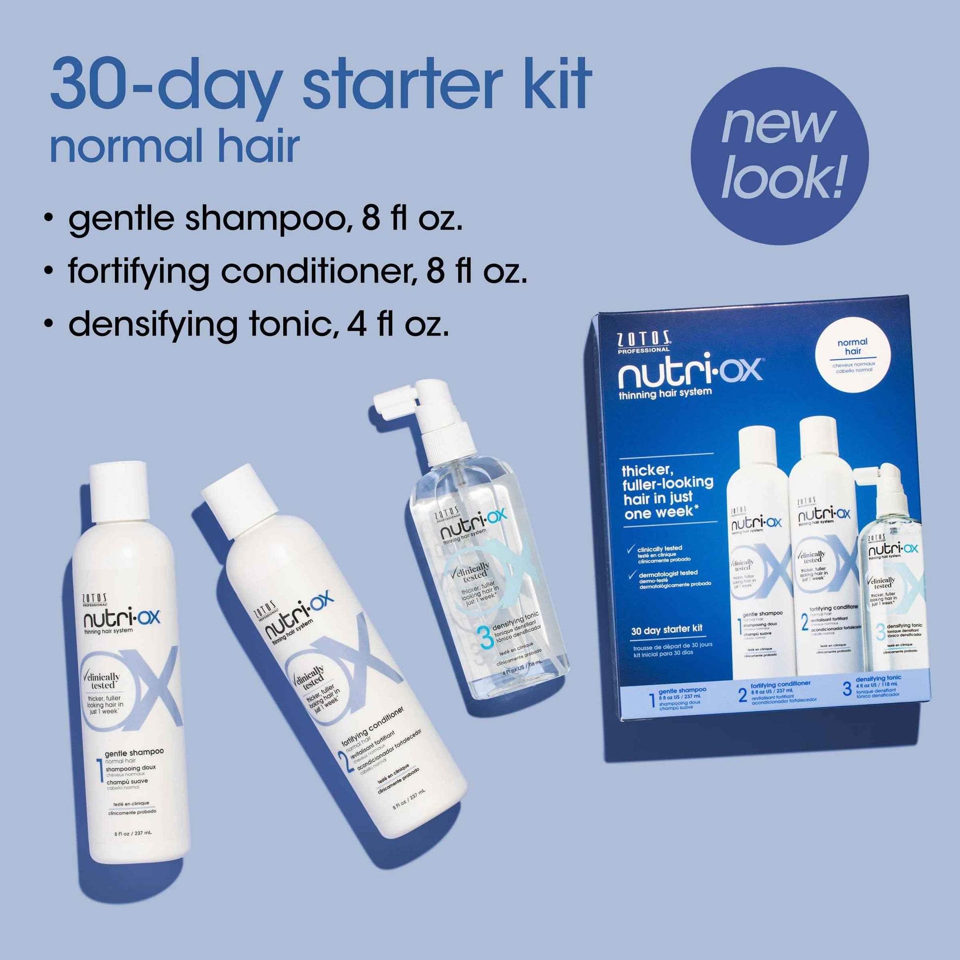 NUTRI-OX Starter Kit for Thinning Hair | Thicker, Fuller-Looking Hair | Peppermint | Clinically & Dermatologically Tested | 30 Day Supply