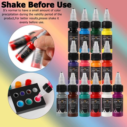 Tattoo Ink Set,EIPTWH 14 Colors Tattoo Ink Color Set 1/2oz 15ml/Bottle Bright&Vibrant Color Ink for Tattooing Tattoo Supplies