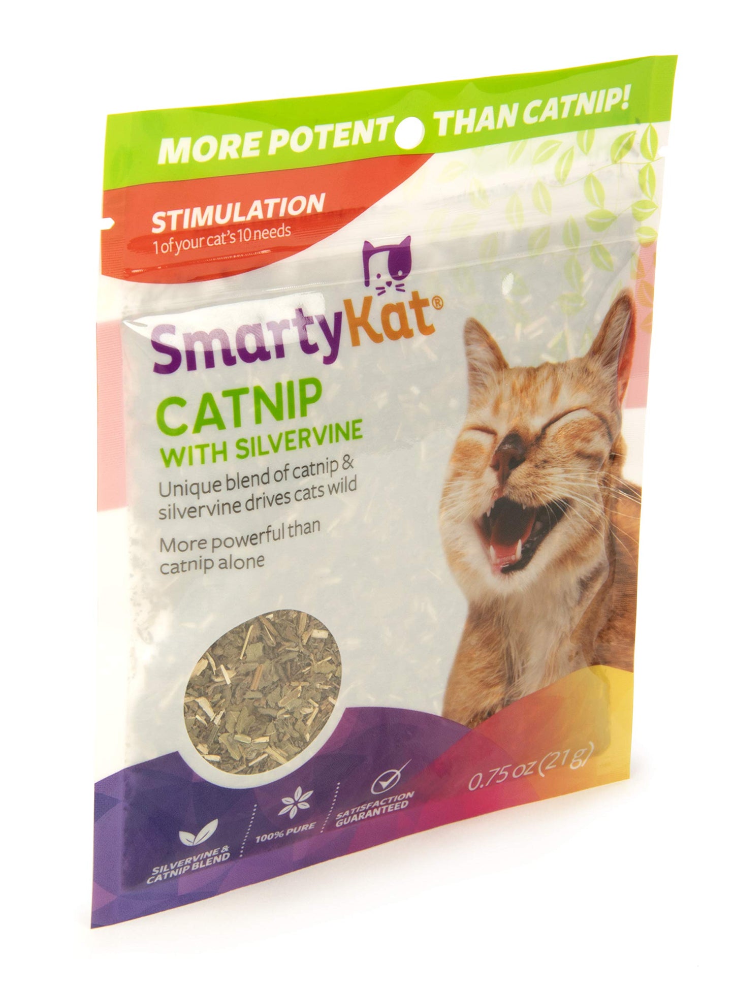 SmartyKat Catnip & Silvervine Blend for Cats & Kittens, Resealable Pouch - 0.75 Ounce