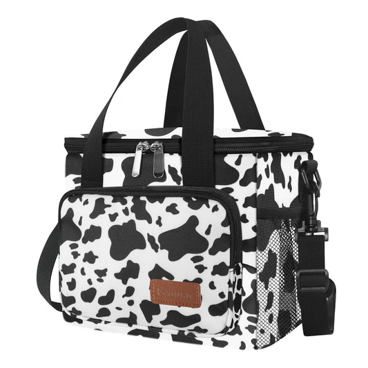 Femuar Lunch Bags for Women/Men, Insulated Lunch Bag for Work Office - Lunch Cooler Bag Leakproof Lunch Box with Adjustable Shoulder Strap - Cow print