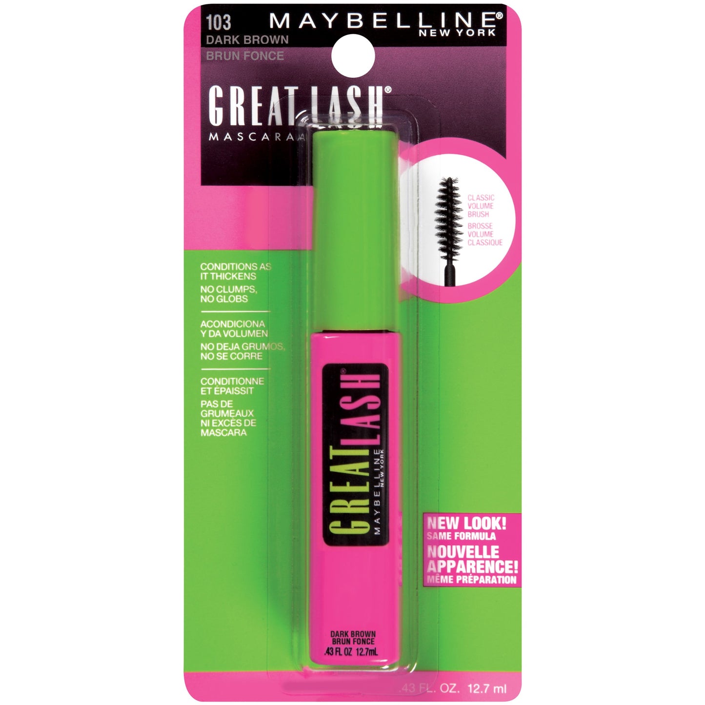 Maybelline New York Makeup Great Lash Washable Mascara, Dark Brown Volumizing Mascara, 0.43 fl oz