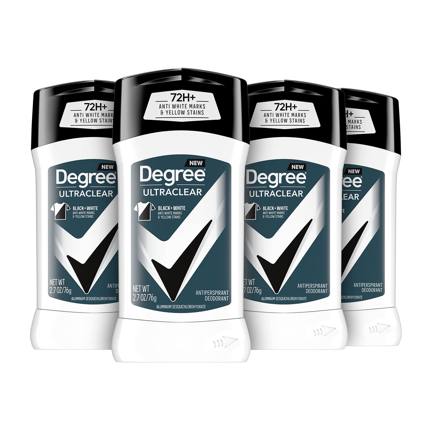 Degree Men UltraClear Black + White Antiperspirant Deodorant Pack of 4 Total 10.8 oz Stick with 72-Hour Sweat and Odor Protection