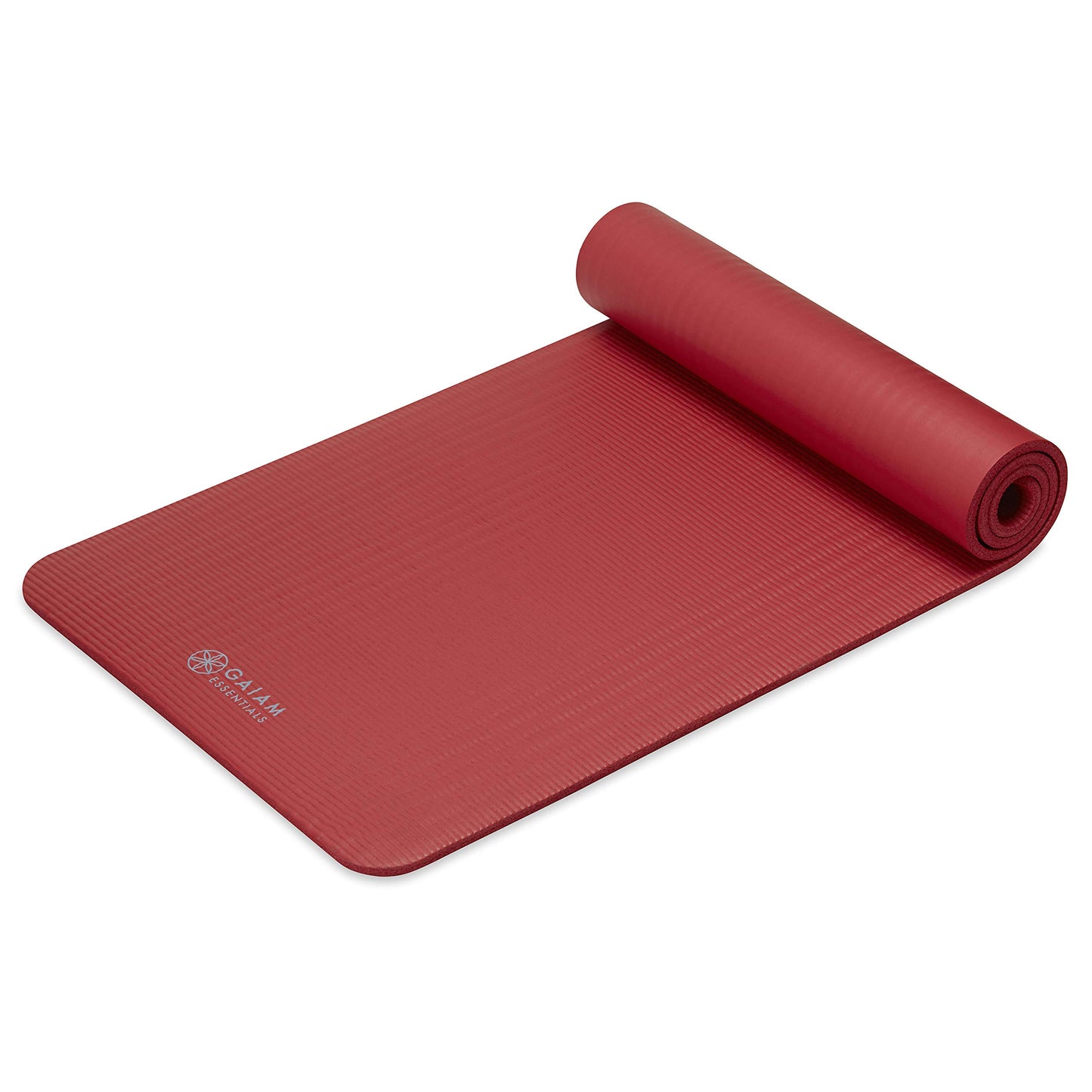 Gaiam Essentials Thick Yoga Mat Fitness & Exercise Mat with Easy-Cinch Carrier Strap, Red, 72"L X 24"W X 2/5 Inch Thick