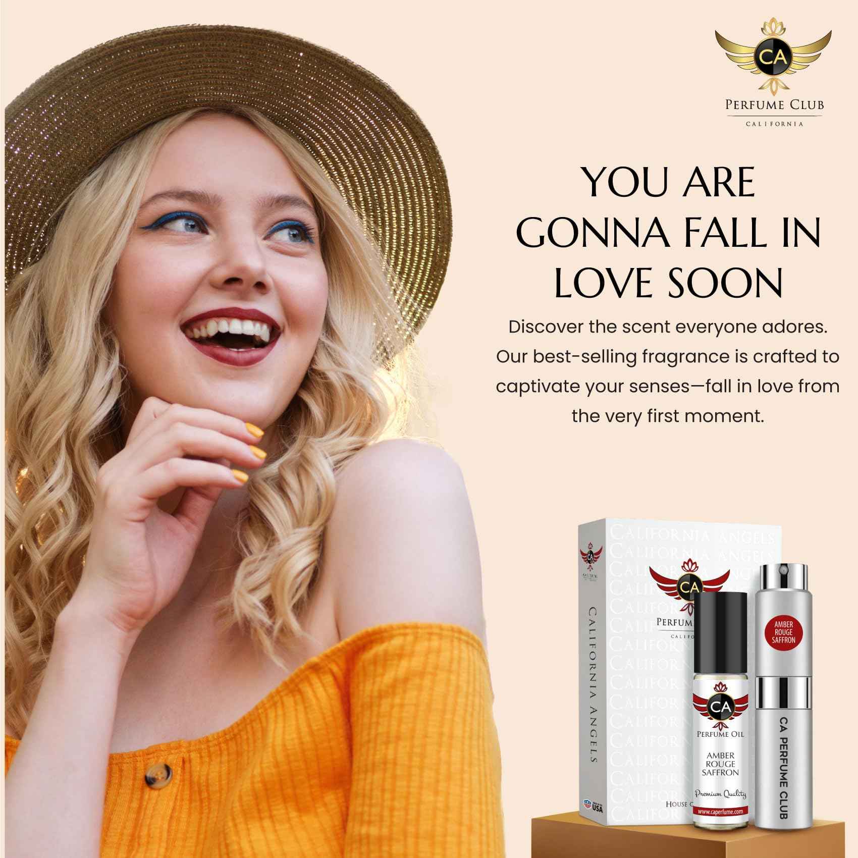 CA Perfume Duo Impression of Amber Rouge Saffron For Women and Men Fragrance Layering Set Bundle – Eau De Parfum + Body Oil Roll-On Bottle (Set of 2, 0.27 Fl Oz + 0.33 Fl Oz)