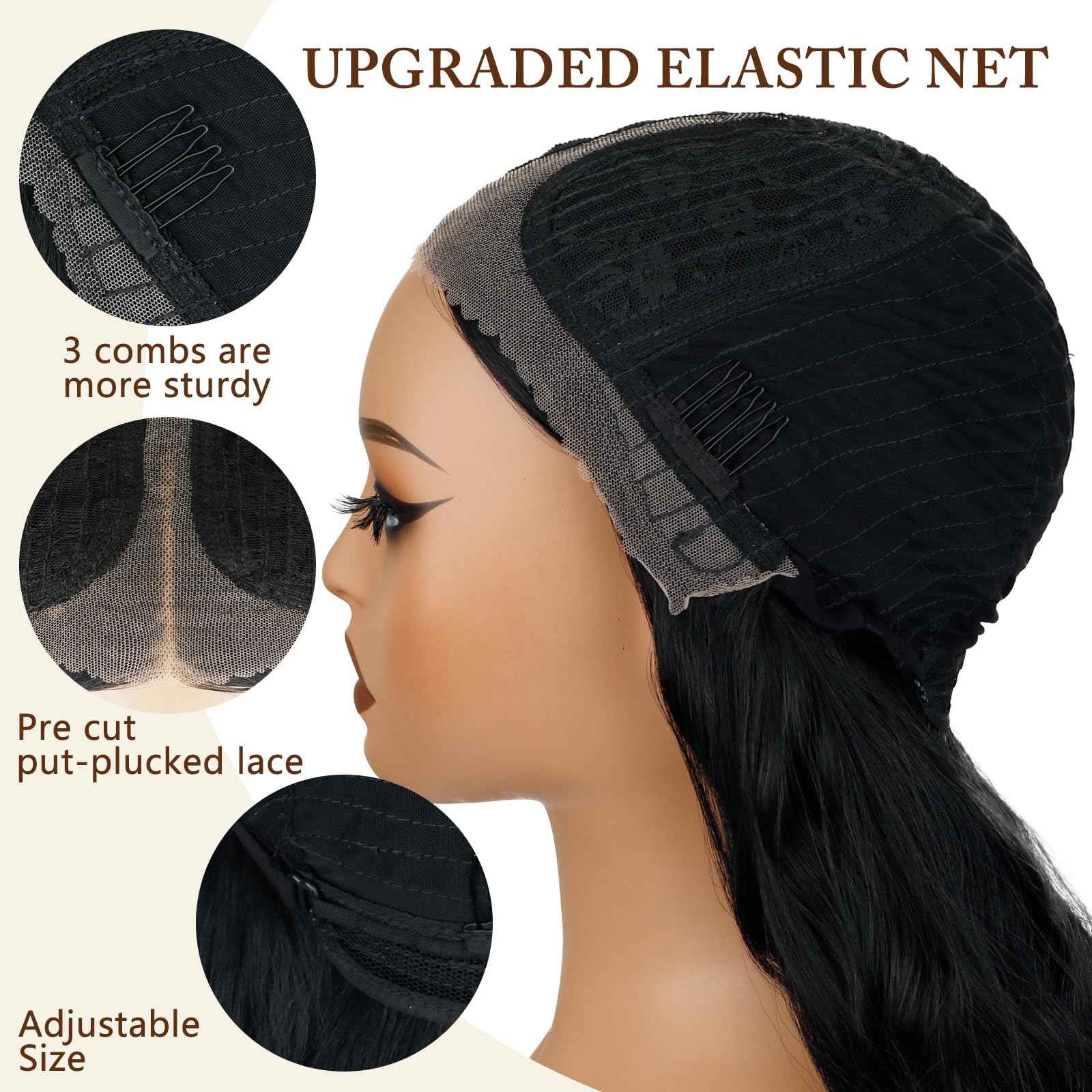 NOVFLKW Black Short Wavy Wig for Women Shoulder Length Middle Part with Pre Cut Lace Hairline Wavy Wig Natural Appearance Synthetic Heat Resistant Fiber for Everyday Hairstyle 16 Inch