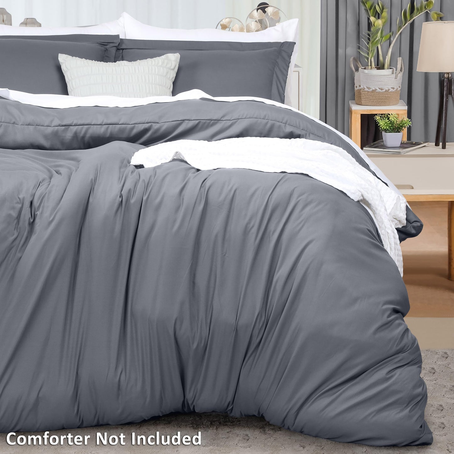 Utopia Bedding Duvet Cover Cal King Size - 1 Duvet Cover with 2 Pillow Shams - 3 Piece Bedding Duvet Cover with Zipper Closure - Soft Brushed Microfiber, 104 X 98 Inches (Pack of 8, Cal King Grey)