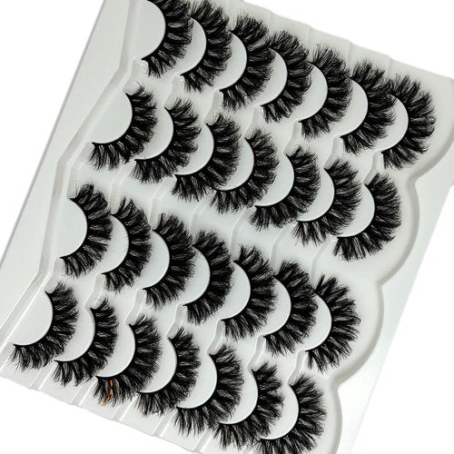 etokdos Fluffy Lashes D Curl Dramatic Strip Lashes Mink 20mm Long Big Eyelashes Pack 3D Volume Faux Mink Fake Lashes Pack