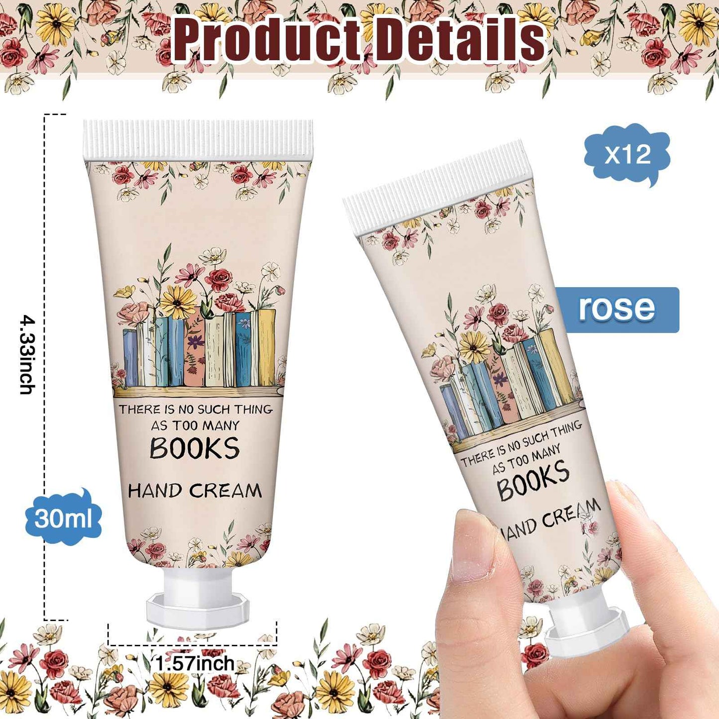 Leelosp 12 Pcs Christmas Hand Cream Mini Book Lover Gift for Women Hand Lotion Travel Size for Dry Cracked Hands Book Club Gifts Bulk Christmas Stocking Stuffer