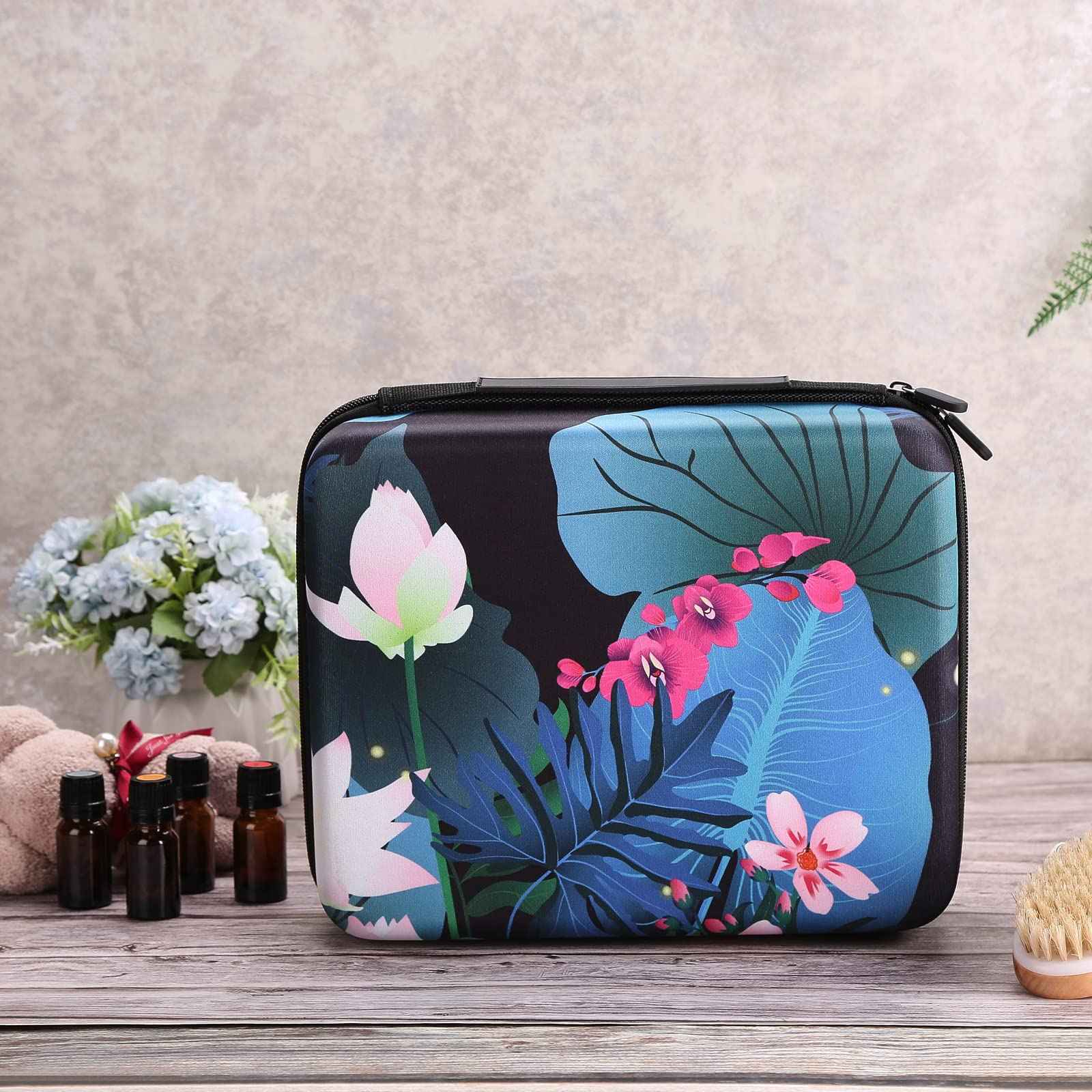 FITNATE Essential Oil Storage,Lotus 56 Bottles Essential Oil Case Shockproof, Waterproof and Durable, Holding 5/10/15 ml Bottles, Essential Oils Travel Case for Young Living Oils,Doterra Containers