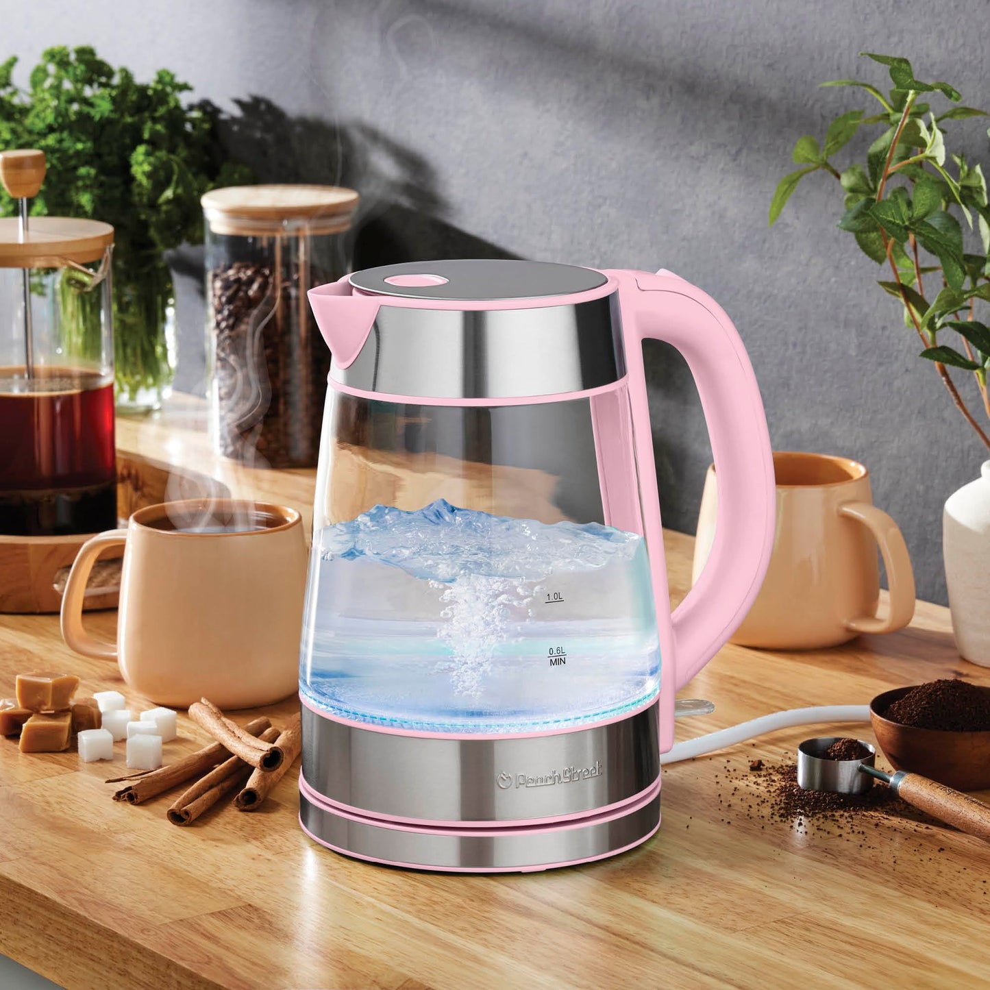 Speed-Boil Electric Kettle - 1.7L Water Boiler 1500W, Coffee & Tea Kettle Borosilicate Glass, Easy Clean Wide Opening, Auto Shut-Off, Cool Touch Handle, LED Light. 360° Rotation, Boil Dry Protection