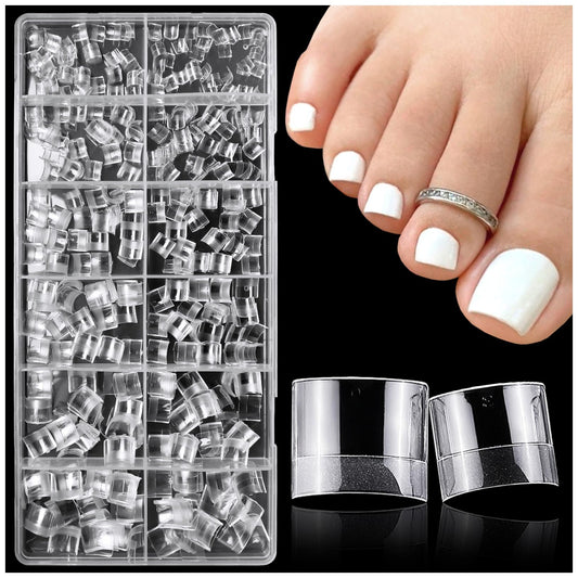 LoveOurHome 600pc French Tip Fake Toenails Short Gel x Nail Tips Clear Press on Nails Short Square Soft Gel Toe Nail Tips Half Cover False Nail Gel X Tip for Acrylic Nails Extension Press on Toenail