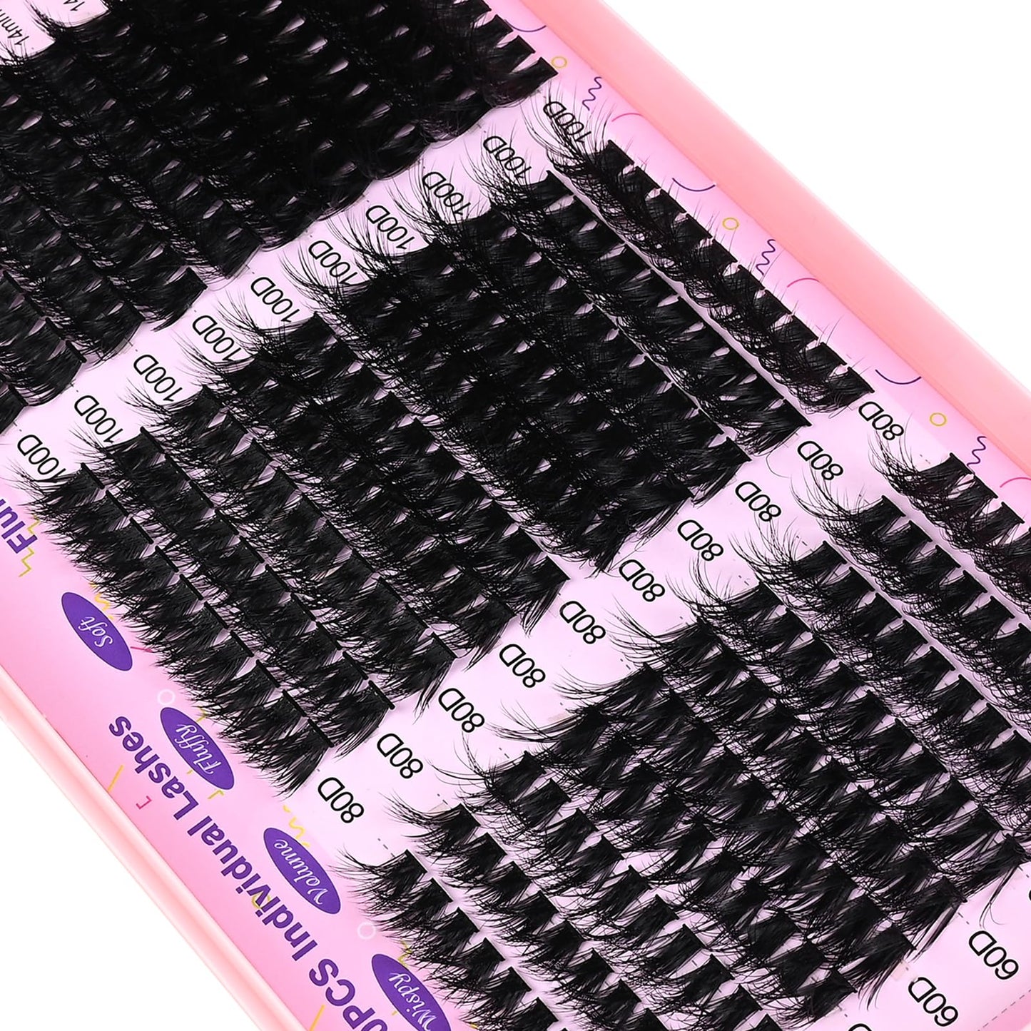 Girapanda Fluffy Lash Clusters Thick 300PCS Individual Lashes Wispy D Curl 60D 80D 100D Volume Cluster Eyelash Extension Mixed 10-18mm Fluffy DIY Lash Extensions at Home, Black