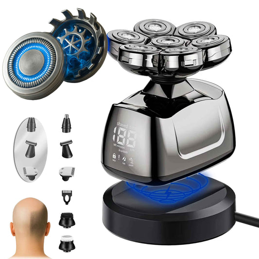 Head Shavers for Bald Men, 7D Stainless Steel Blades & Wireless Charging Base, Waterproof Skull Shaver with Digital Display, Powerful Motor, Wet & Dry Kit for Men, Flex Series.