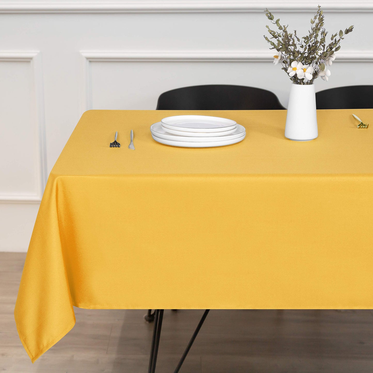 sancua Square Tablecloth - 54 x 54 Inch - Stain and Wrinkle Resistant Washable Polyester Table Cloth, Decorative Fabric Table Cover for Dining Table, Buffet Parties and Camping, Yellow