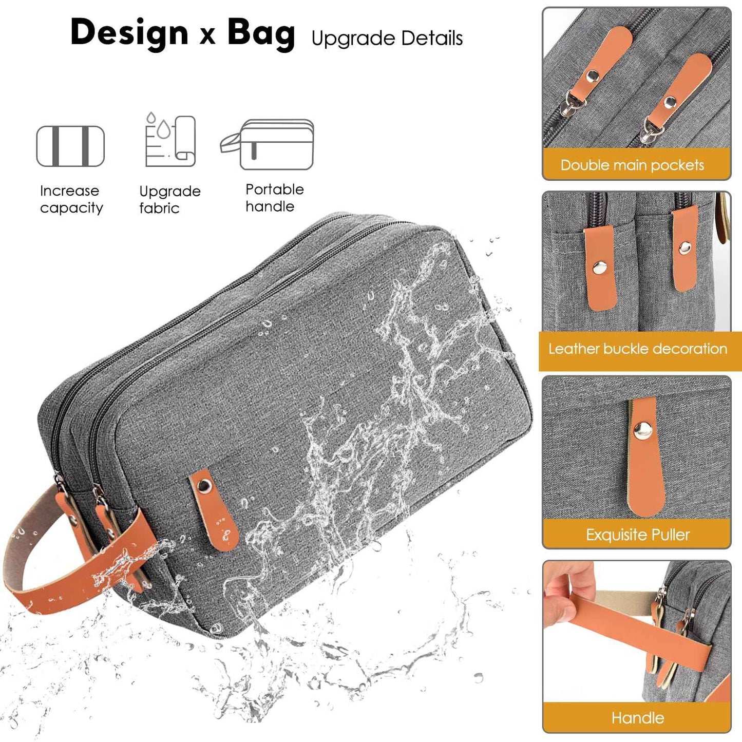 CaCTOUR Travel Toiletry Bag for Men Hanging Dopp Kit Water Resistant Shaving Bag for Toiletries Accessories, Small Toiletry Bag for Traveling (Gray)