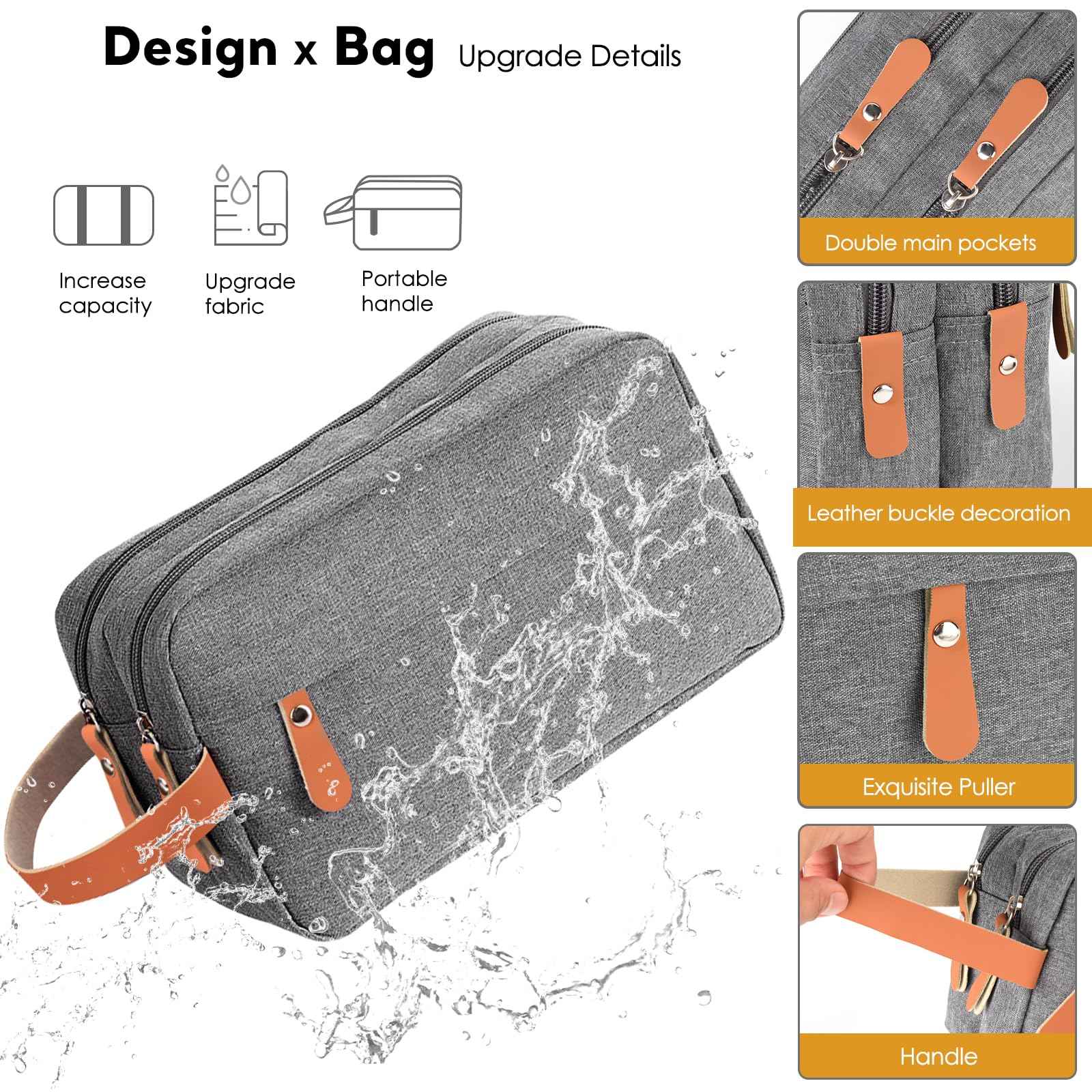 CaCTOUR Travel Toiletry Bag for Men Hanging Dopp Kit Water Resistant Shaving Bag for Toiletries Accessories, Small Toiletry Bag for Traveling (Gray)