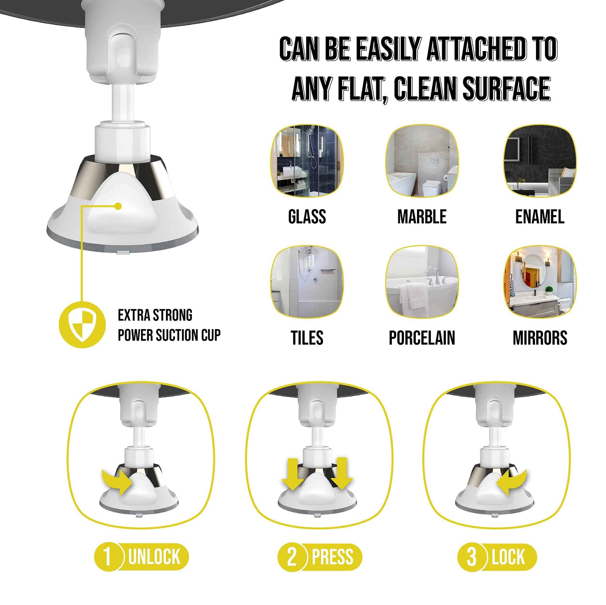 Luxo Shower Mirror, Shaving Mirror with a Razor Holder for Shower and Powerful Suction Cup - Shatterproof Shower Mirror fogless for Shaving, fogless Mirror for Shower and Tweezers