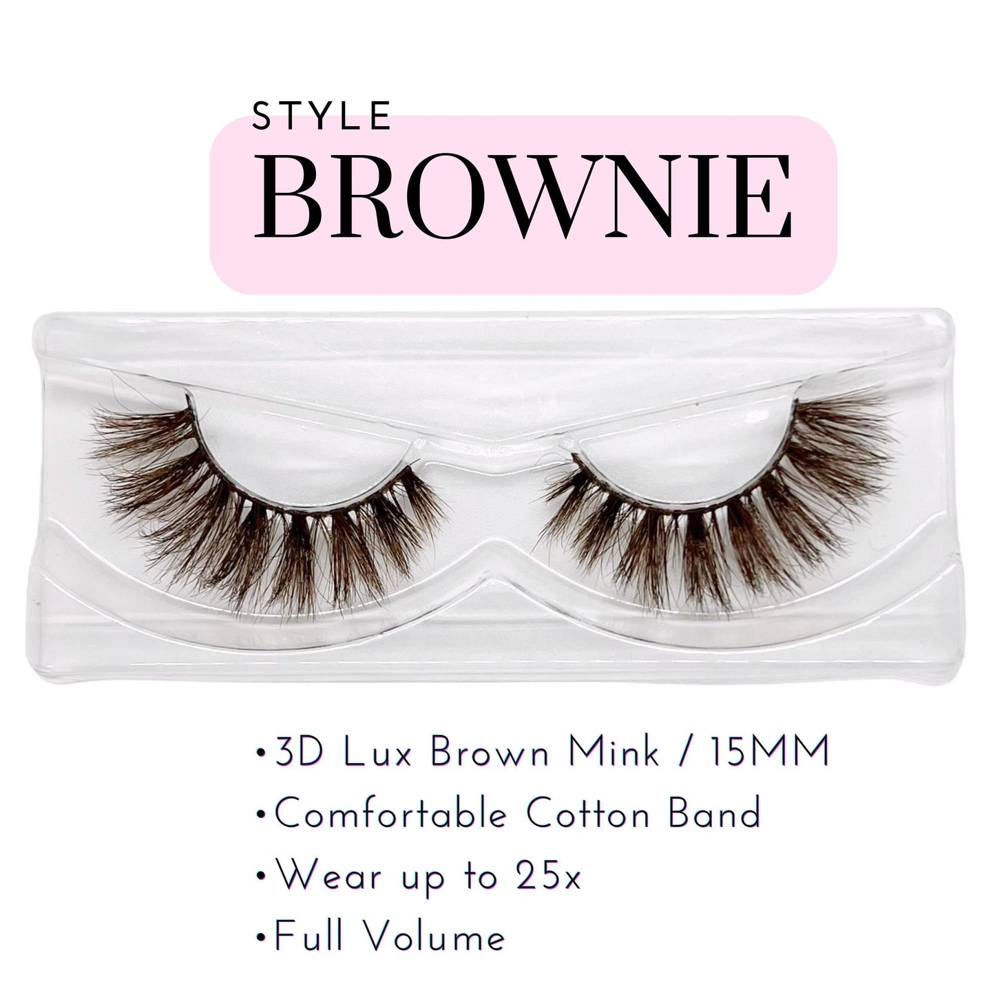 Brown Eyelashes 3D Volume Wispy Mink Lashes - Reusable Wear Up To 25 Times - Natural Cat Eye Look Long Fluffy False Eyelashes - 100% Hand Made Luxury Strip Eyelashes - Hypoallergenic Cotton Band