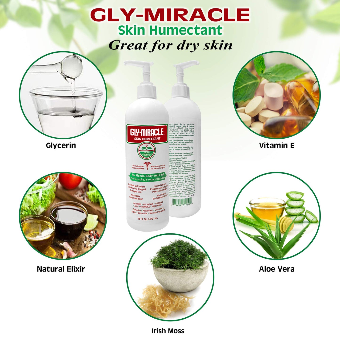 GLY MIRACLE Moisturizing Body Cream for Extremely Dry Skin Non-Greasy Skin Humectant for Hands Body & Feet Body Lotion for Extremely Dry Skin Non-Oily Fragrance Free with Pure Glycerin 16 Ounce