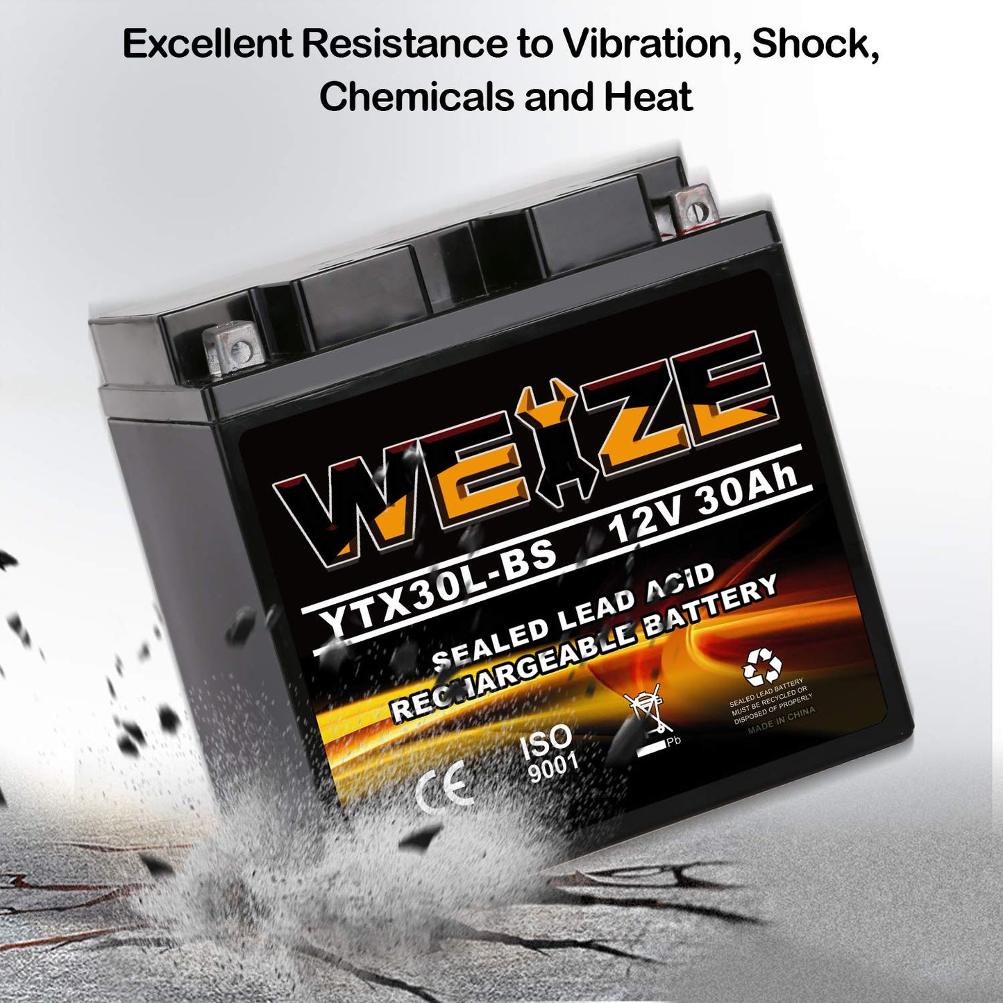 Weize YTX30L-BS Battery Replacement Yuasa YIX30L Motorcycle Battery - Factory Sealed - Maintenance Free - High Performance ETX30L BS For Harley Davidson Polaris Sportsman