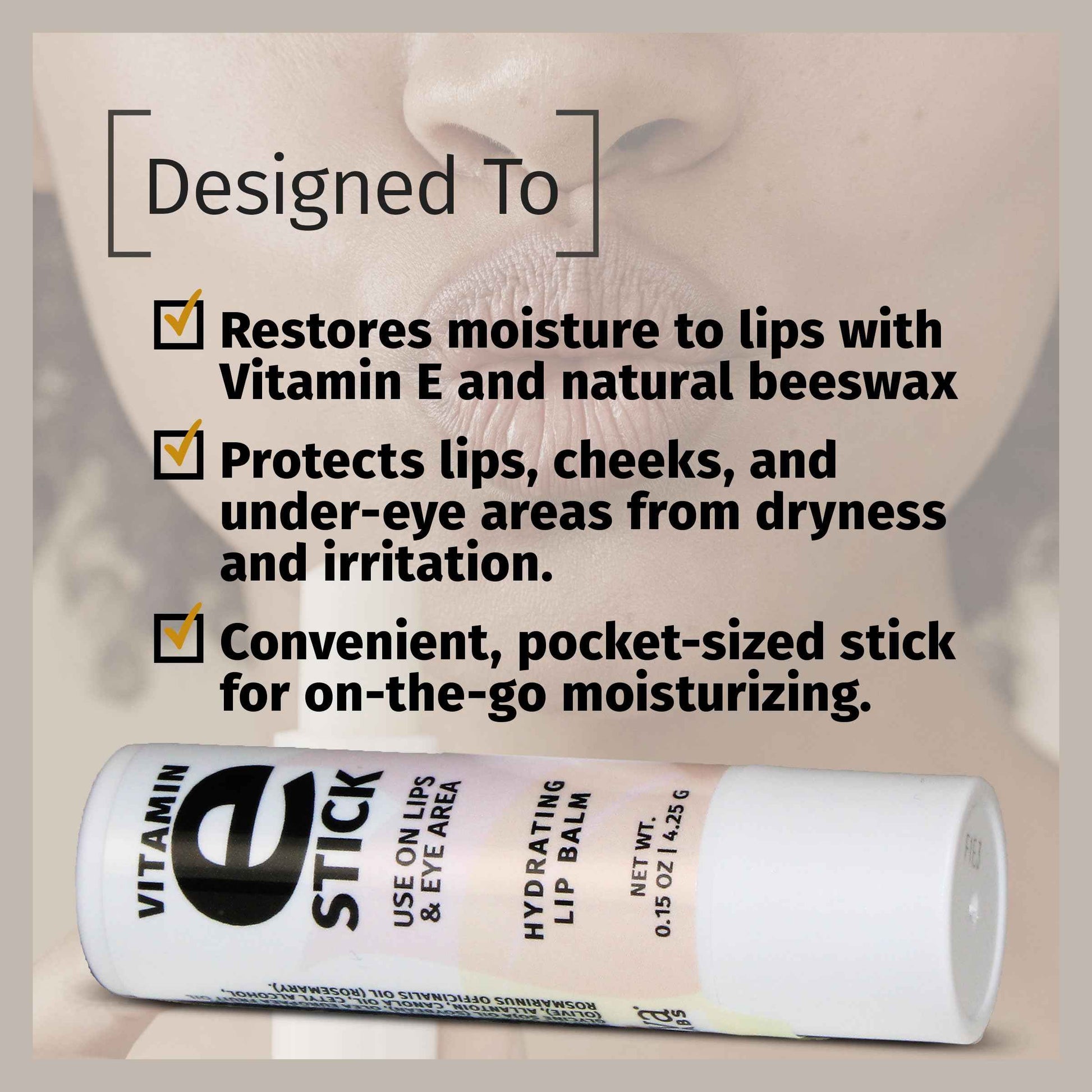 Reviva Labs Vitamin E Stick - Hydrating Lip Balm for Chapped Lips & Under Eye Care - Moisturizing with Beeswax, Shea Butter & Allantoin - Vitamin E Lip Balm for Men & Women (Pack of 6)