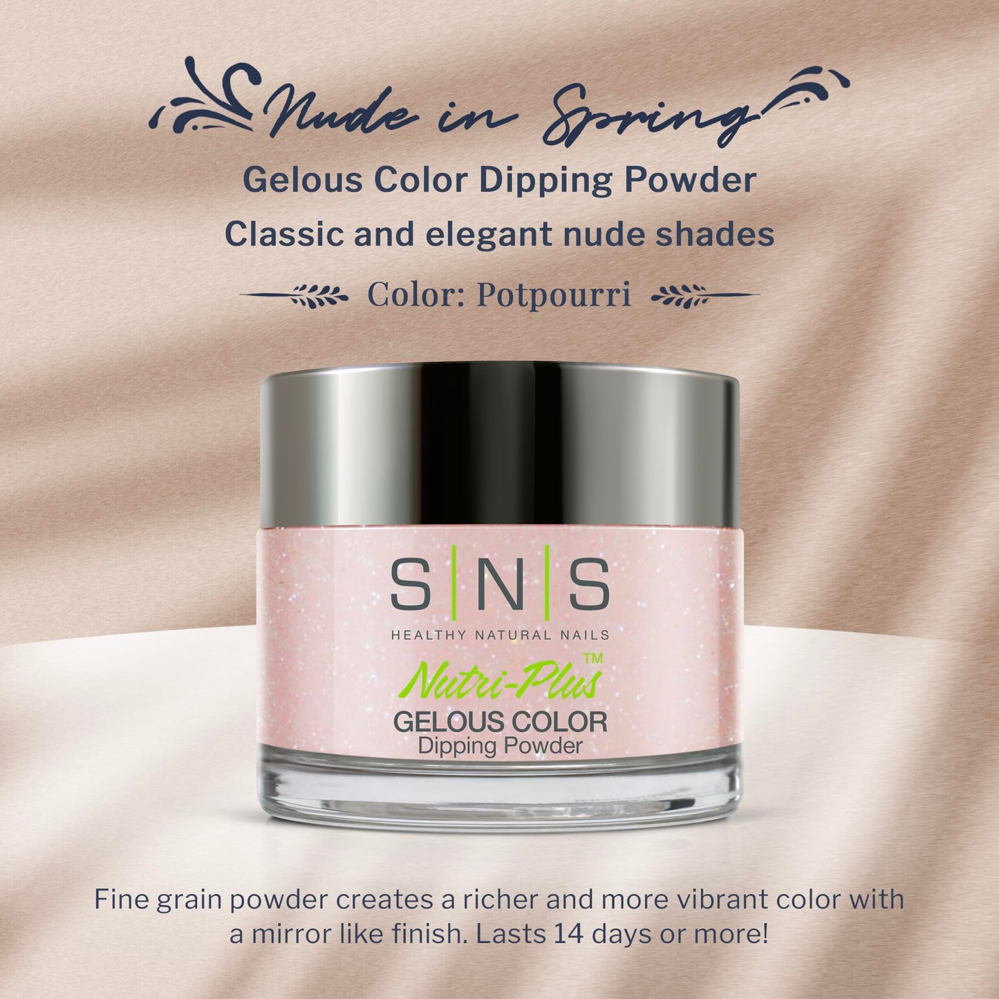 SNS Nail Dip Powder, Gelous Color Dipping Powder - Potpourri (Natural, Nudes, Purple/Gray, Pastel, Shimmer) - Long-Lasting Dip Nail Color Lasts 14 Days - Low-Odor & No UV Lamp Required - 1oz