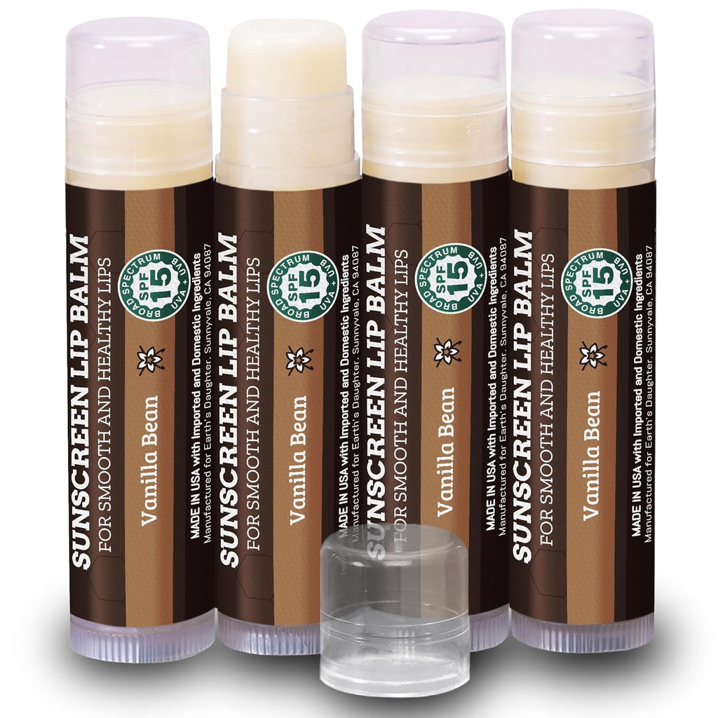Earth's Daughter USDA Organic Lip Balm 6-Pack - Fruit Flavors, Beeswax, Coconut Oil, Vitamin E - Best Lip Repair Chapstick for Dry Cracked Lips - Moisturizing Lip Care