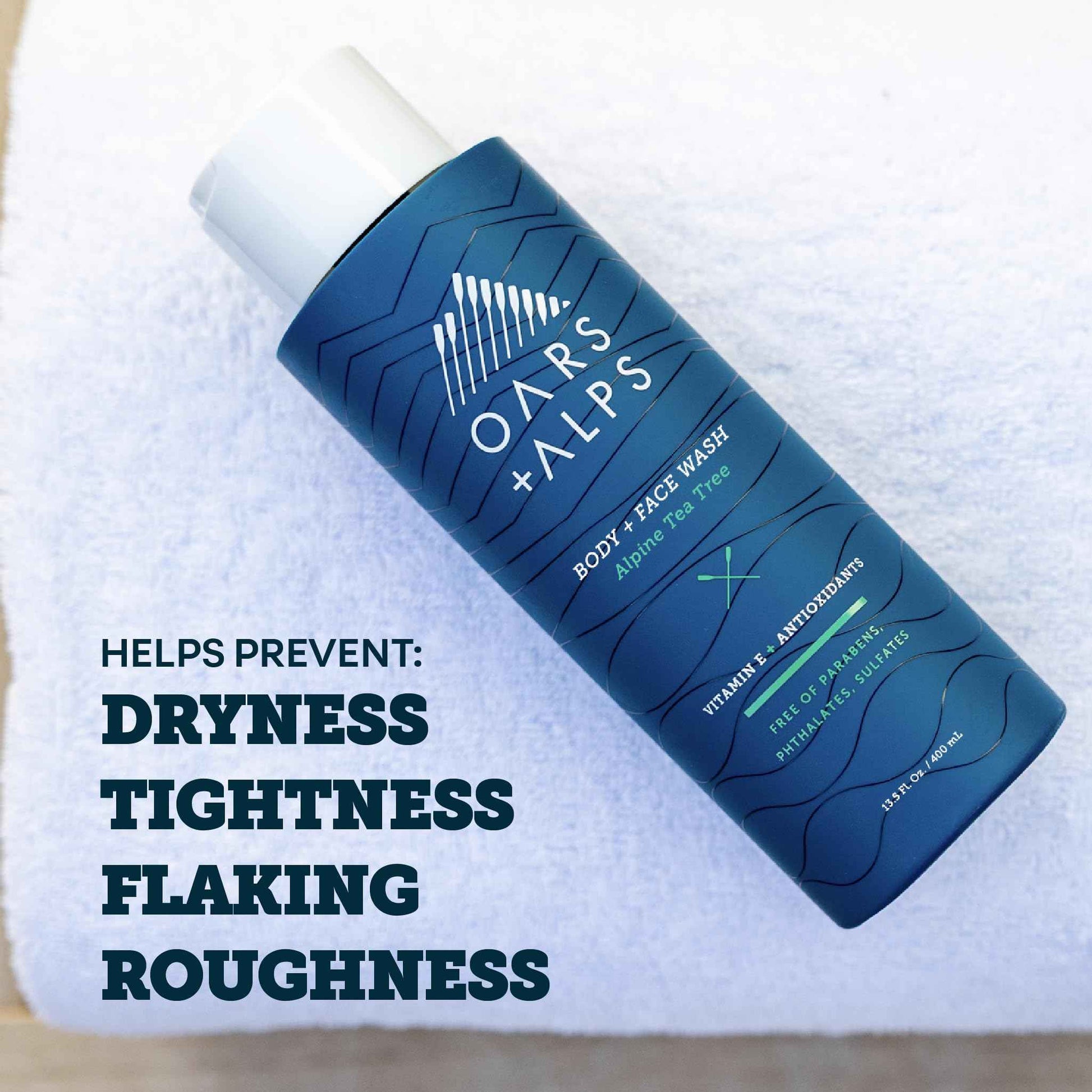 Oars + Alps Body and Face Wash for Men, Mens Body Wash & Face Cleanser with Vitamin E and Antioxidants, Moisturizing, Hydrating, Paraben & Sulfate Free Cleanser, Alpine Tea Tree, 3pk