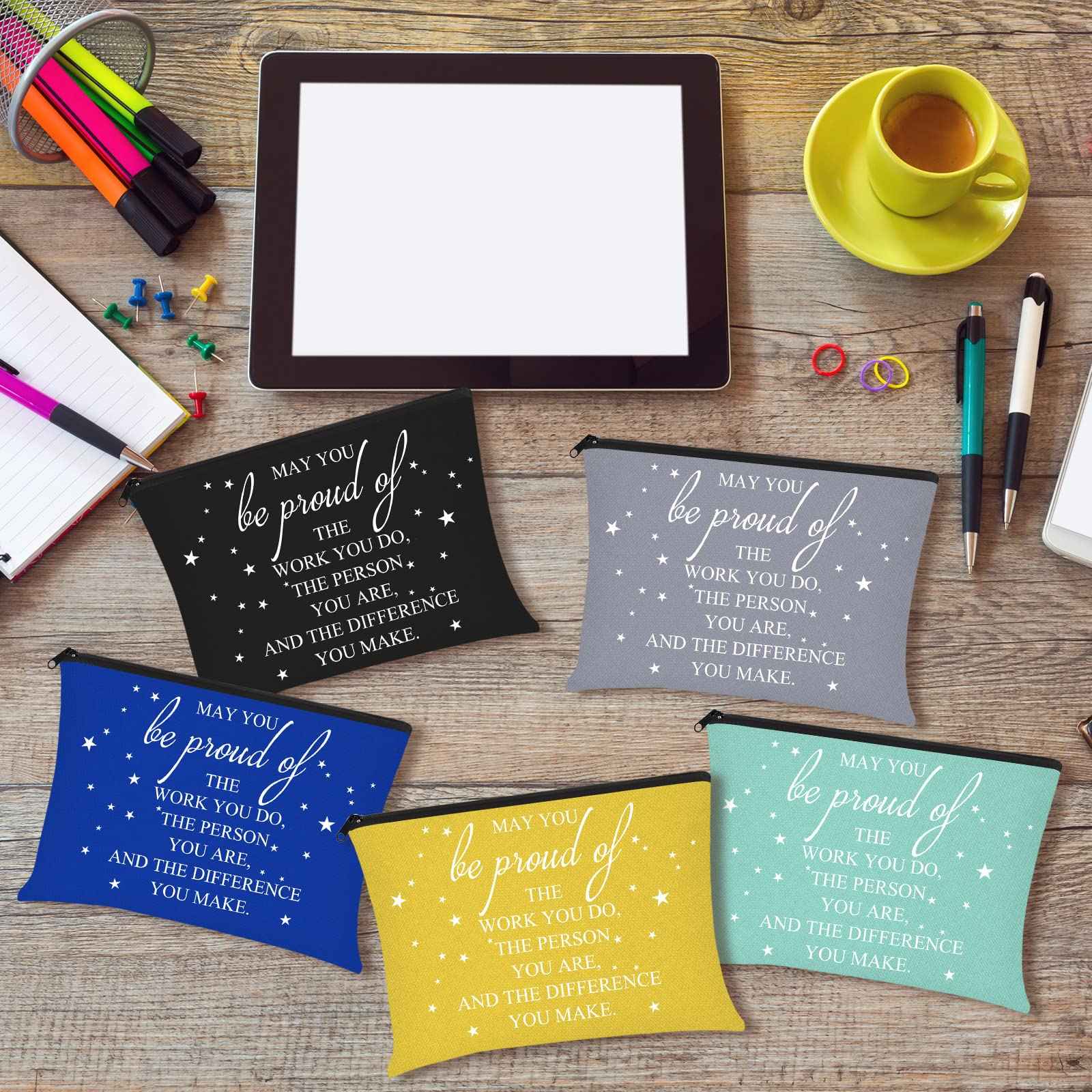 Sieral 20 Pcs Christmas Appreciation Gift Cosmetic Bags Xmas May You Be Proud Cosmetic Pouch Motivational Gift Canvas Makeup Bag with Zipper for Employee Vet Tech Medical Assistant Nurse(Multicolor)