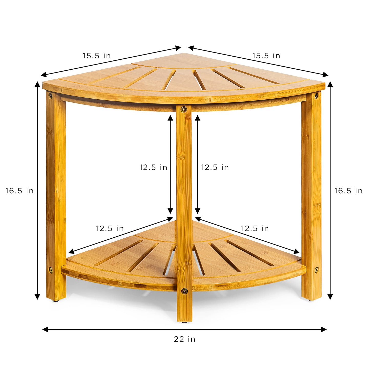 Sorbus Bamboo Shower Stool - Corner Bath Bench - Waterproof Wood Chair for Inside Shower - Bathtub Seat with Shelf for Shaving Legs - Small Corner Step Stool Foot Rest for Bathroom Bamboo Side Table