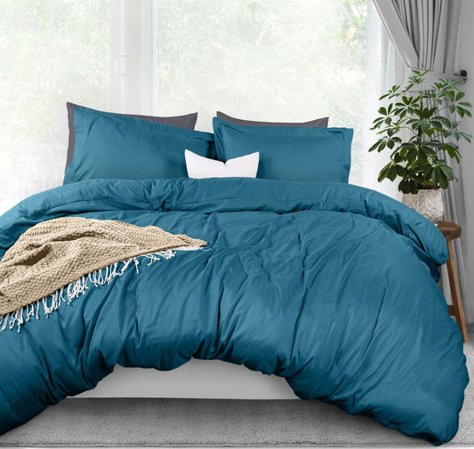 Utopia Bedding Duvet Cover Queen Size - 1 Duvet Cover with 2 Pillow Shams - 3 Piece Bedding Duvet Cover with Zipper Closure - Soft Brushed Microfiber, 90 X 90 Inches (Queen, Denim Blue)