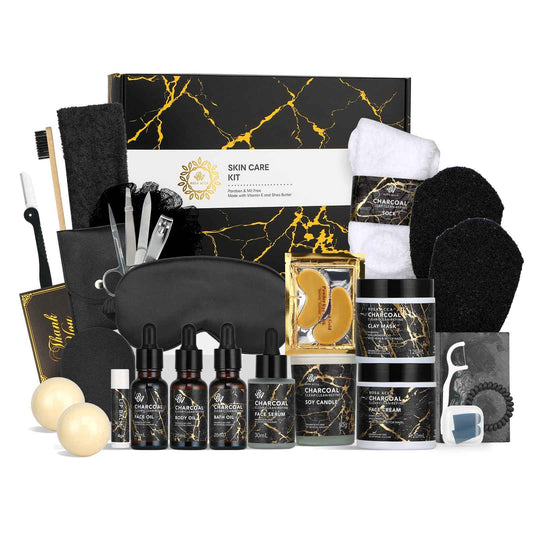 Skin Care Set, 28pcs Body & Facial Kit Gifts for Women & Men includes Face Cream, Bath Oil, Scented Candle, Hyaluronic Acid Face Serum, Facial Skin Care Set, Bath & Body Set, Birthday, Christmas