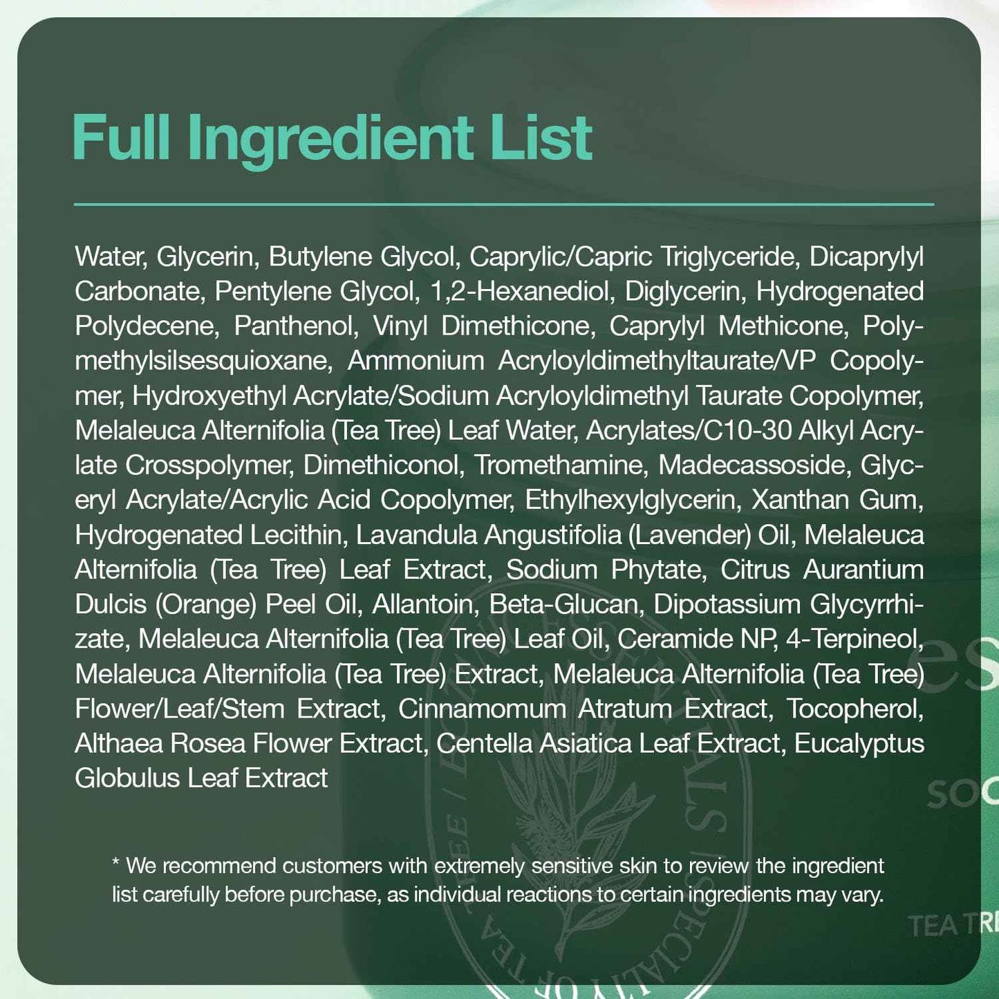 ESSENHERB Tea Tree Soothing In Calming Cream | Tea Tree Moisturizer | Calming Cream for Dry, Sensitive, All Skin Types, Korean Skincare (2.70oz * 2Pack)