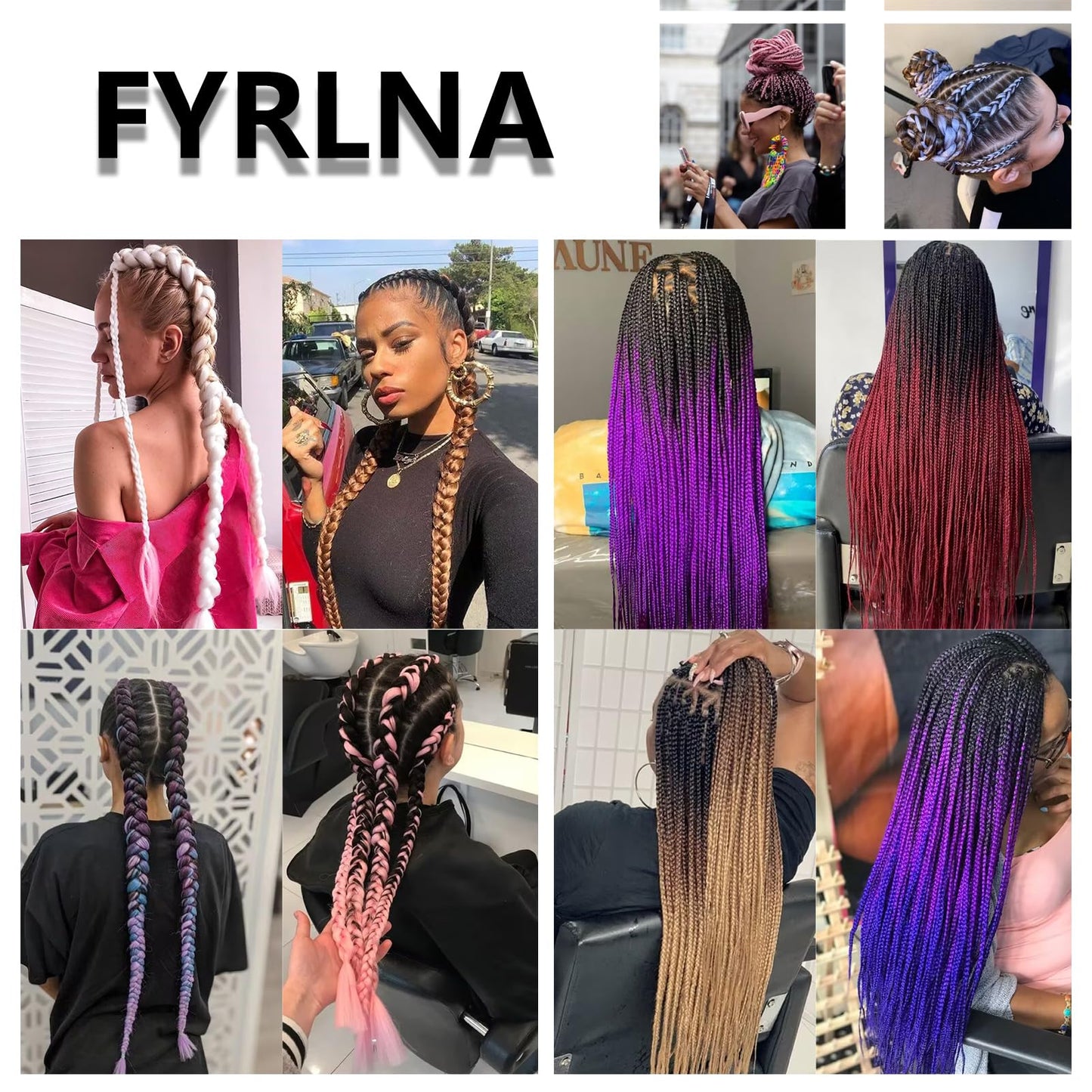 FYRLNA 3 Packs 30 Inch Pre Stretched Braiding Hair High Temperature Synthetic Fiber Pre Stretched Ombre Braiding Hair Hot Water Setting For Crochet Twist Braids (30 Inch (Pack of 3), royal blue)